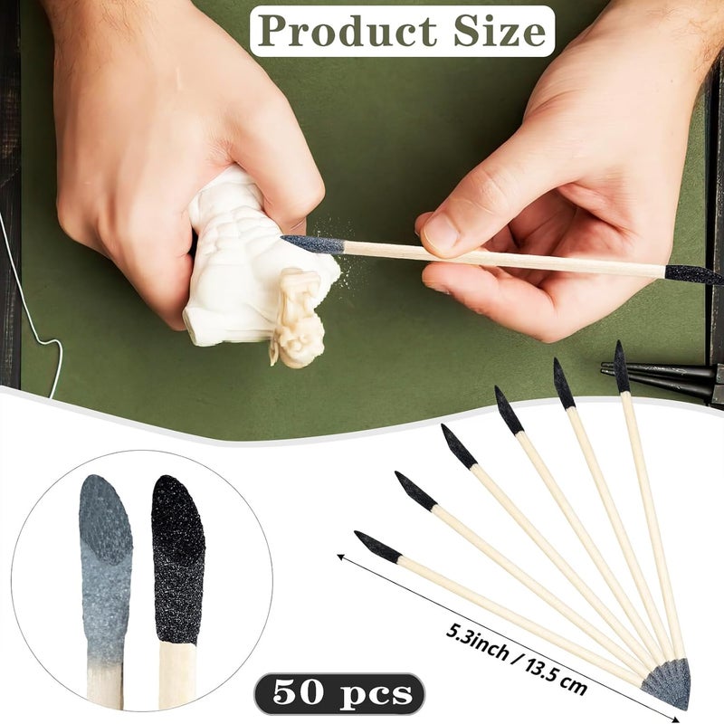 Nokiils 50 Pcs Sanding Sticks, Double End Matchsticks Sanding Twigs, Fine Detailing Sanding Tools for Tight Spaces Plastic Models Wood, 120/280 Grit 5.4 x 0.2 Inch - Image 2